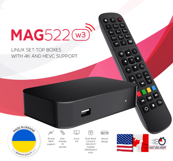 NEW 2023 Model MAG522W3 by INFOMIR MAG 522 W3 IPTV Set-Top-Box Built in wifi+HDMI