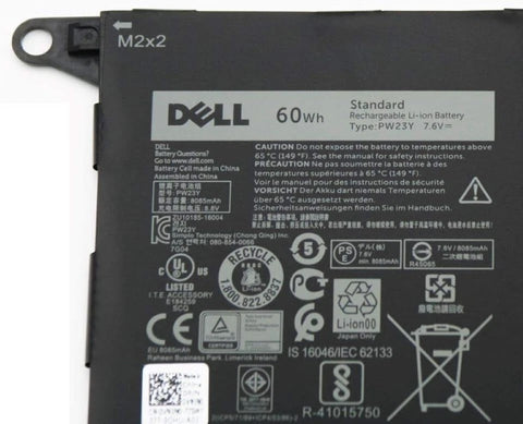 Genuine 7.6V 60Wh PW23Y Laptop Battery for Dell XPS 13 9360 13.3