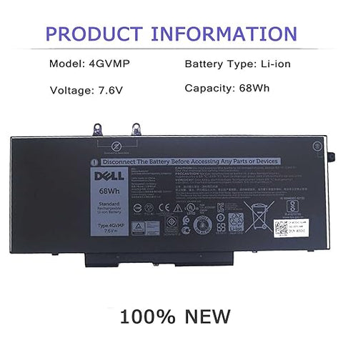 68Wh 4GVMP Battery for Dell Latitude 5500 5400 Precision 3540 Inspiron 7590 7591 7791 2-in-1 P84F P84F001 P42E P42E001 P98G001 P80F P80F001 Battery for R8D7N 1V1XF C5GV2 P84F