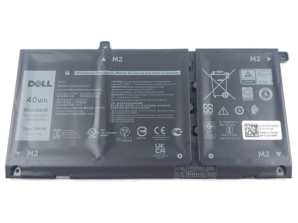 Genuine JK6Y6 Laptop Battery Replacement for Dell Latitude 3410 3510 Vostro 5300 5401 5501 Inspiron 5300 5401 5408 5501 5508 5400 7405 7300 7500 2-in-1 Silver Series 12.5V40Wh