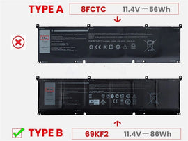 86Wh 69KF2 Battery for Dell XPS 15 9500 9510 9520 Precision 5550 5560 5570 A lienware M15 R3 R4 R5 R6 R7, M16 R1,M17 R3 R4,G7 15 7500,G15 5510 5511 5515 5520 Inspiron 7510 7610