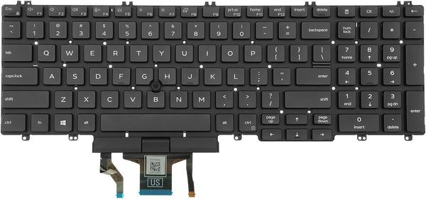 Replacement Laptop Keyboard Backlight for DELL Latitude 5500 5501 5510 5511, Precision 3540 3541 3550 3551 US Layout Black