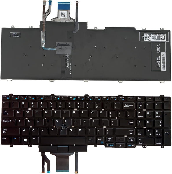 Replacement Laptop Keyboard Backlight for Dell Latitude E5550 E5570 5580 5590 5591, Precision 3510 3520 7510 7520 7710 7720 Series Laptop with Pointer US Layout