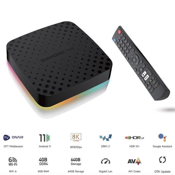 2024 ACEROID DIAMOND PRO MAX Android 11 4GB 64GB IPTV SET TOP Smart TV Box TVPlus