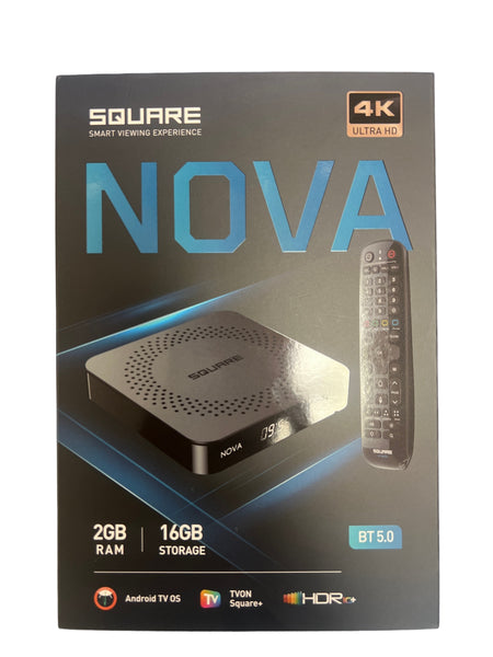 SQUARE_NOVA_IPTV Set-Top Box - 4K HDR TV Streaming Device with 2GB RAM,16GB STORAGE, Android TV OS, Dual-Band WiFi BT remote