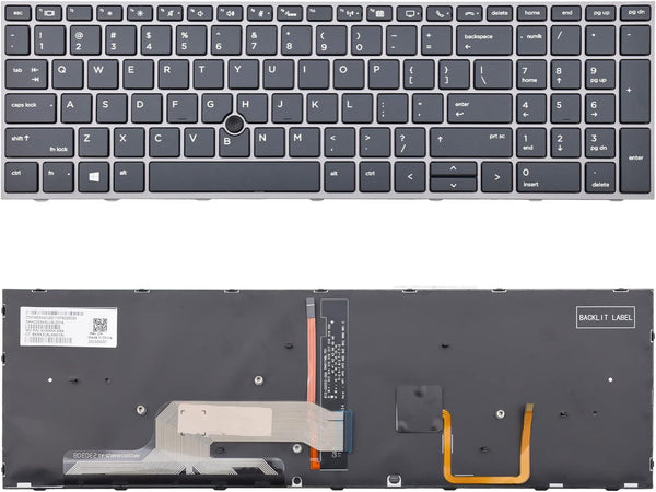 Replacement Backlight Keyboard with Pointer for HP ZBOOK 15 G5 15 G6 17 G5 17 G6 Series Laptop L29635-001 L12765-001 L28407-001 US layout black Keyboard with Backlit and Pointer
