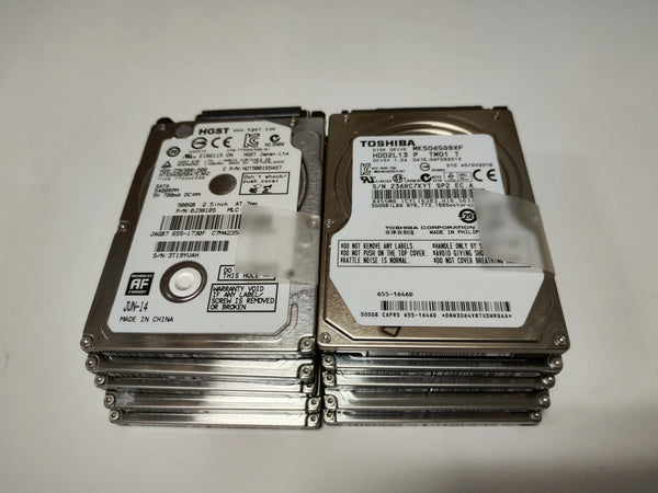 Lot 10 Assorted Mixed Brand 500G Laptop HDD Hard Drive 2.5" 7MM Pulled and Tested