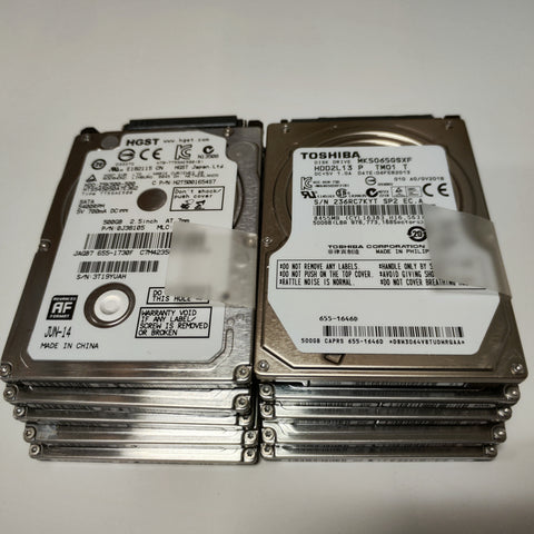 Lot 10 Assorted Mixed Brand 500G Laptop HDD Hard Drive 2.5