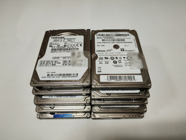 Lot 10 Assorted Mixed Brand 500G Laptop HDD Hard Drive 2.5" 9.5MM Pulled and Tested
